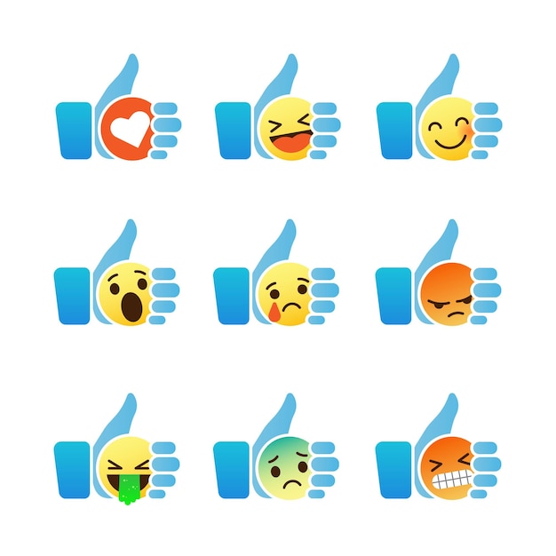 Vector set van emoticons duim omhoog symbool met emoji vector afbeelding