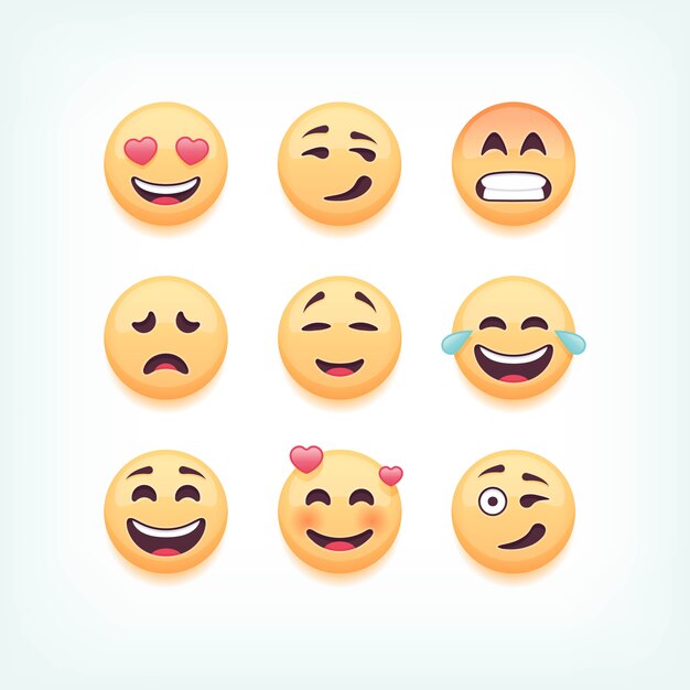 Set van emoticons, emoji op witte achtergrond, afbeelding.