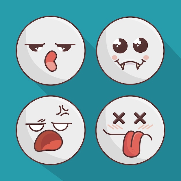 Vector set van emoticons geïsoleerd pictogram ontwerp