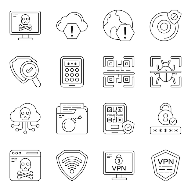 Vector set van encryptie lijn iconen