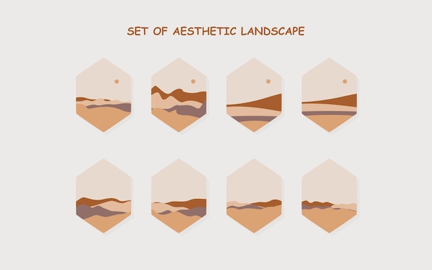 Set van esthetische landschap. abstract boho-landschap