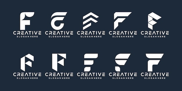 Set van f letter logo-ontwerp