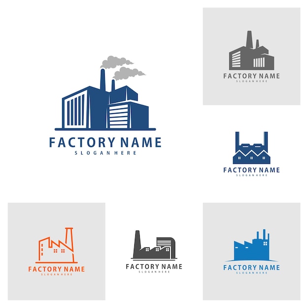 Set van fabriekslogo ontwerp vector Creative Factory logo ontwerp sjabloon illustratie