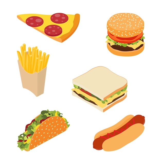 Set van fastfood