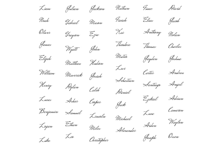 Vector set van fictieve handtekeningen handgeschreven valse handtekening vector amerikaanse mannelijke namen