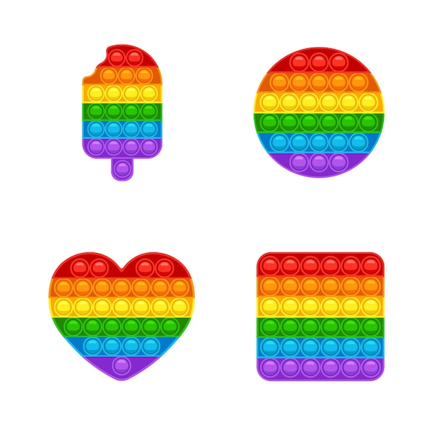 Set van fidget popit Trendy anti-stressspel Handspeelgoed met duwbubbels in regenboogkleuren