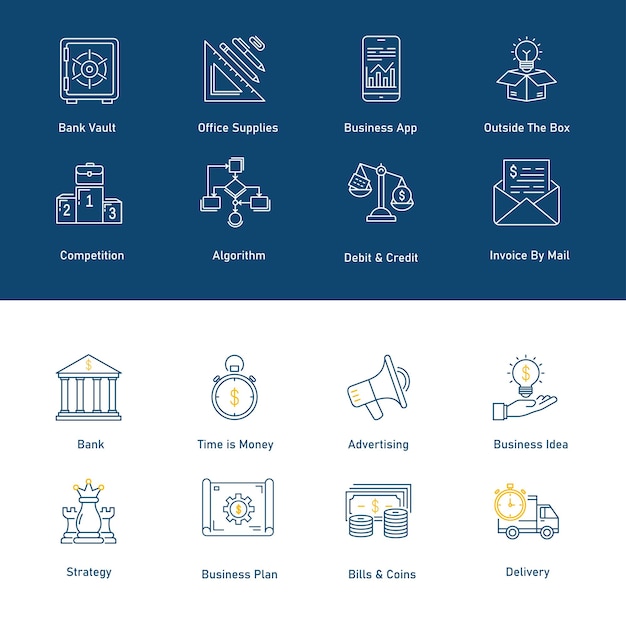 Set van Financial Business Vector Icon Design