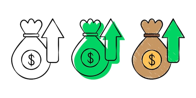 set van financieel pictogram met variatiekleur