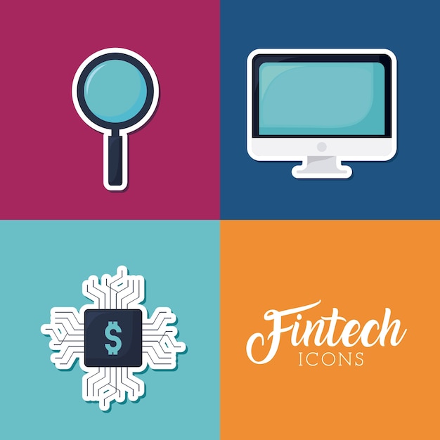 Set van fintech-pictogrammen