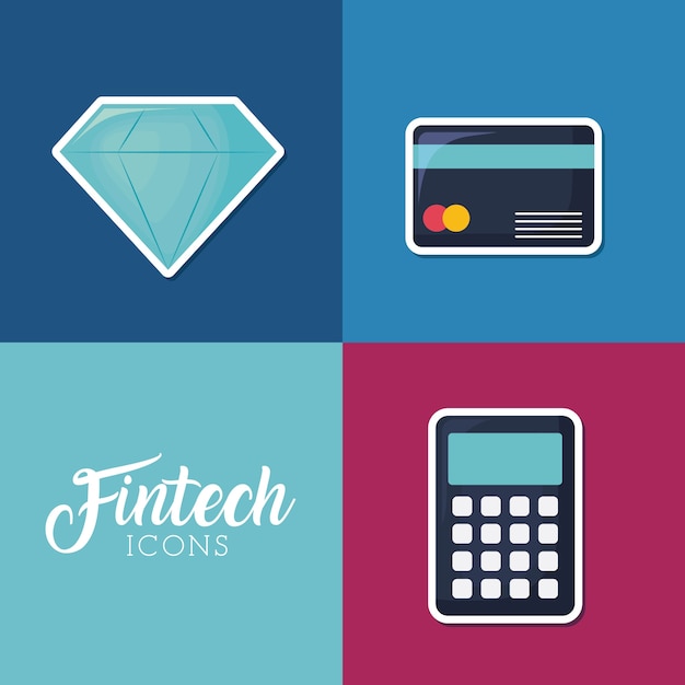 Set van fintech-pictogrammen