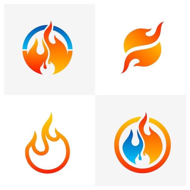 Set van Fire logo vector Vlam logo ontwerpsjabloon Pictogram symbool Creatief ontwerp