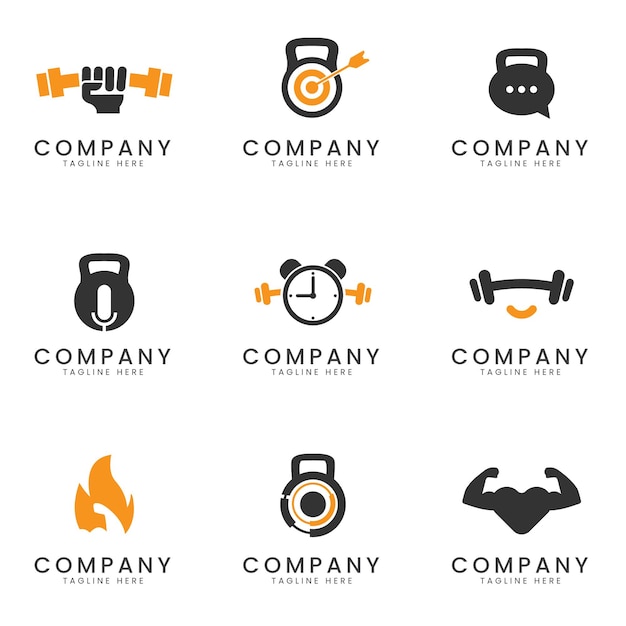 Set van fitness en gym logo pictogram ontwerp