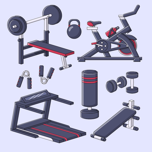 Set van fitnessapparatuur element