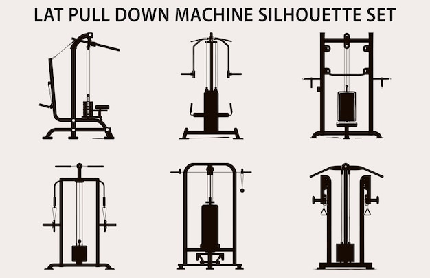 Set van fitnessapparatuur silhouet vector Fitness element machine illustratie bundel