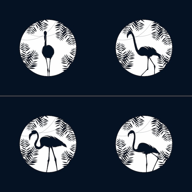 Vector set van flamingo logo ontwerpsjabloon