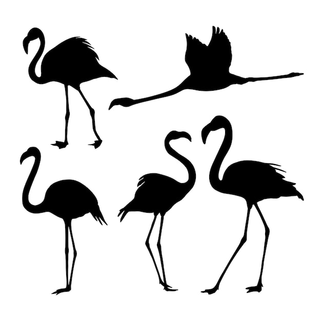 Vector set van flamingo silhouet vector