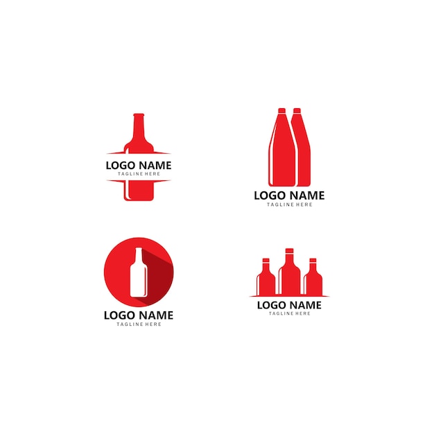 Set van fles logo sjabloon vector pictogram illustratie