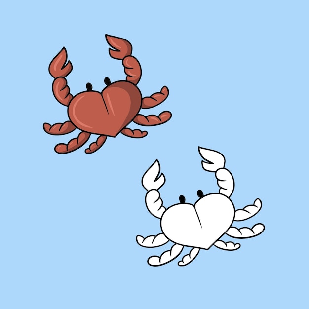 Set van foto's Rode schattige kleine krab Bovenaanzicht zeeleven vector cartoon