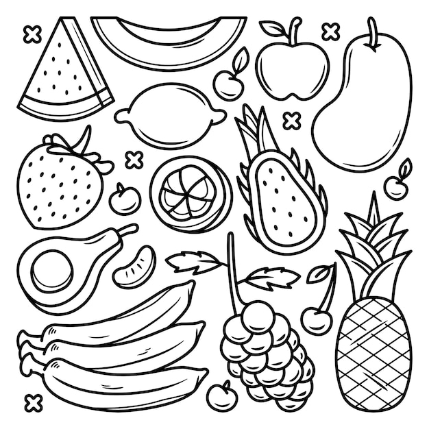 Set van fruit doodle