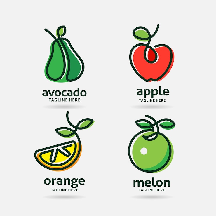 Vector set van fruit logo-ontwerp