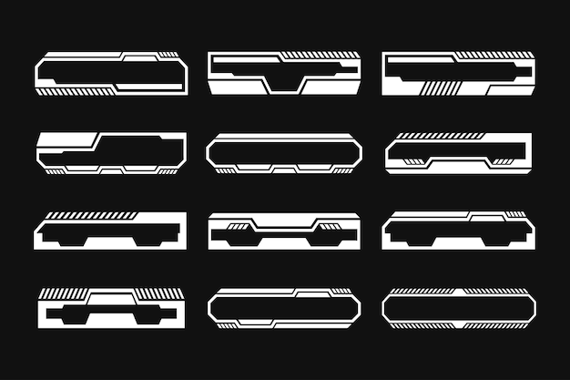 Set van futuristische infoboxen en interface grenzen ontwerpsjabloon van Hud.