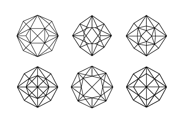 Set van futuristische lijn wireframe vormen vector