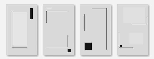 Set van futuristische moderne kunst achtergronden met plaats voor tekst geometrische minimalisme achtergronden voor social media posting en verhalen eenvoudige vormen op grijze achtergrond