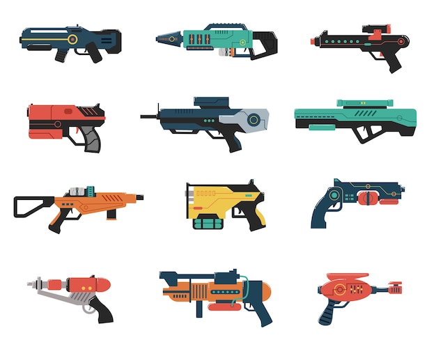 Vector set van futuristische wapens