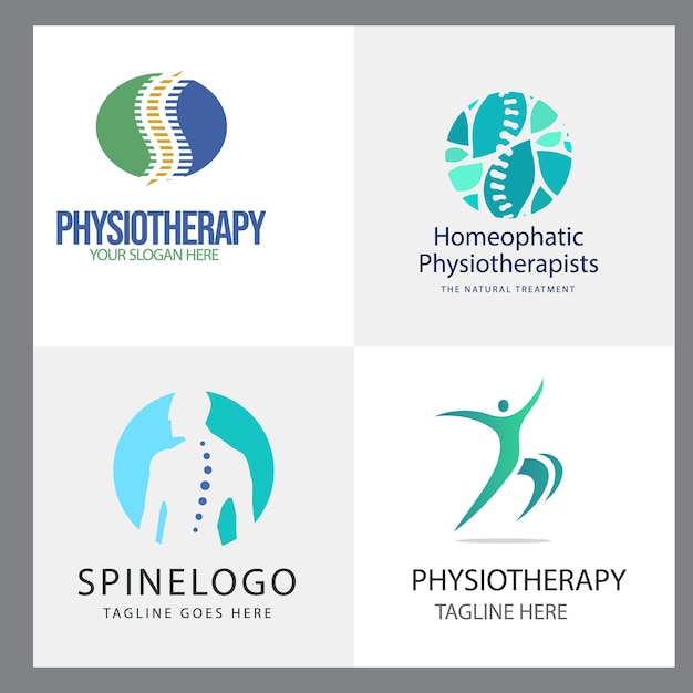 Set van fysiotherapie Logo Design Collection Menselijke gezondheidszorg Psychologie Gezonde geest Therapie Mas