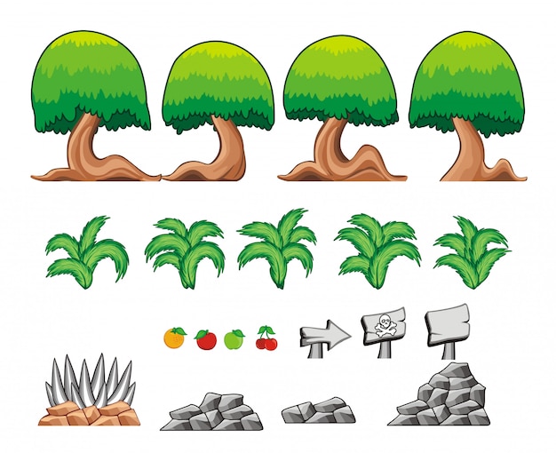 Vector set van game-activa en prop