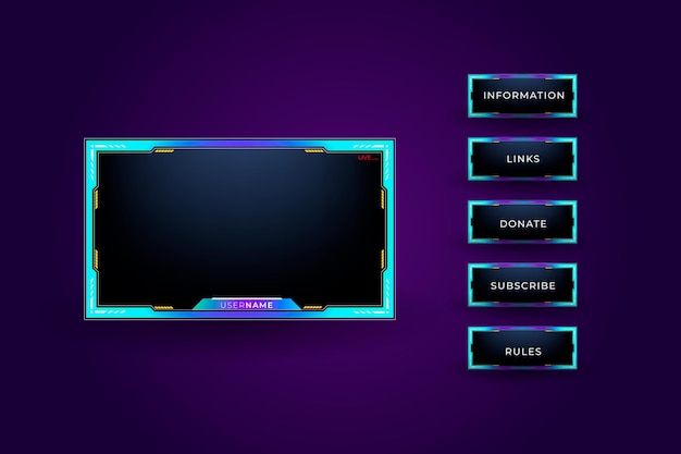 Set van gaming stream element ontwerpconcept