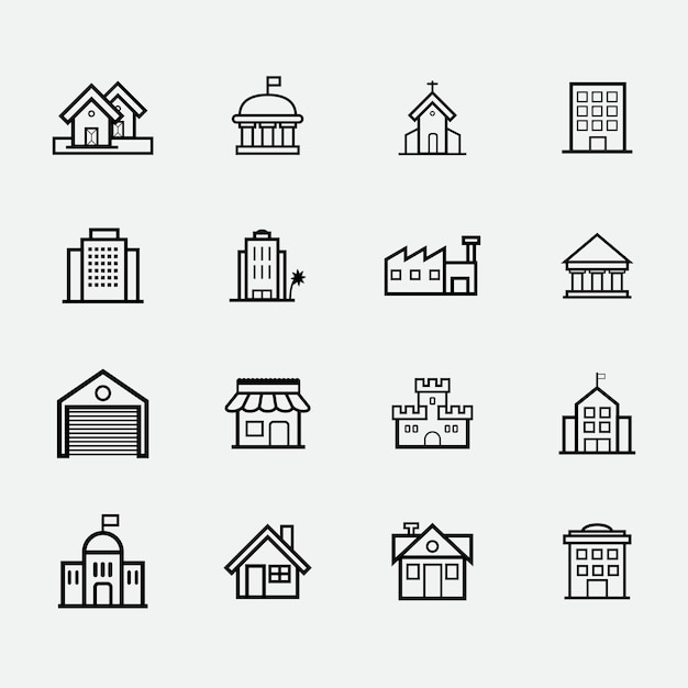 Vector set van gebouw pictogrammen, huis iconen vector.