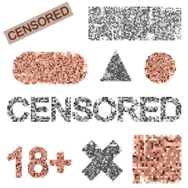 Vector set van gecensureerd vervagen effect symbool. naakte huid gepixeld. censor mozaïek ontwerp.