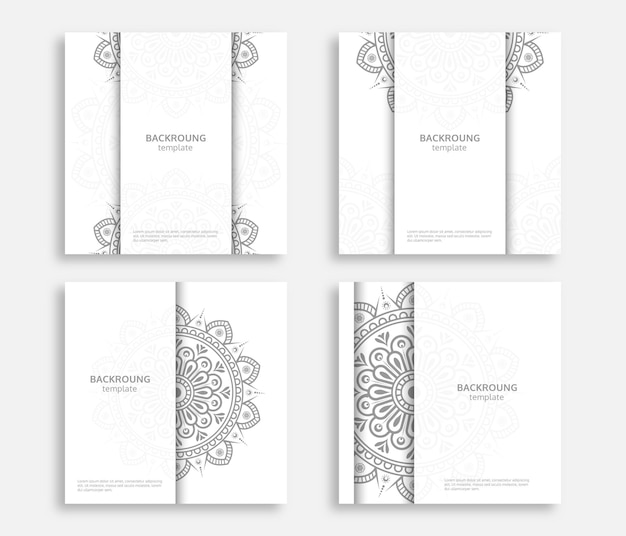 set van gedetailleerde mandala-achtergrondontwerpsjabloon