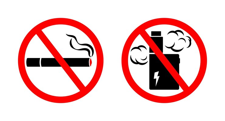 Vector set van geen roken pictogram vector en geen vaping teken vector illustratie geïsoleerd in witte achtergrond