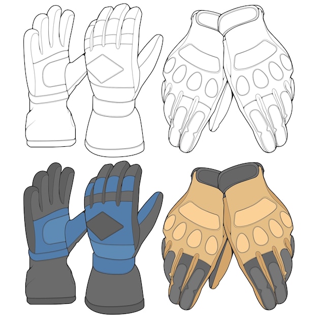 Set van geïsoleerde object van handschoen en winter pictogram Set van handschoen en apparatuur vector voor het kleuren van boekvoorraad