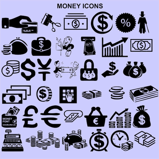 set van geld iconen vector