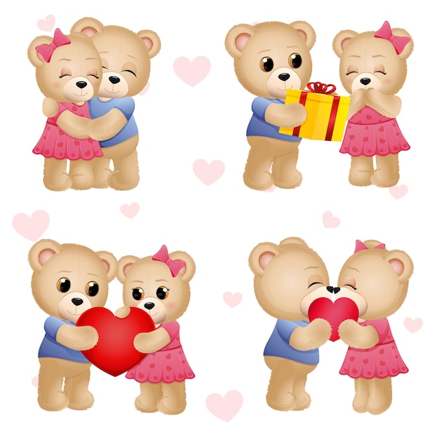Set van geliefden teddyberen Vector illustratie