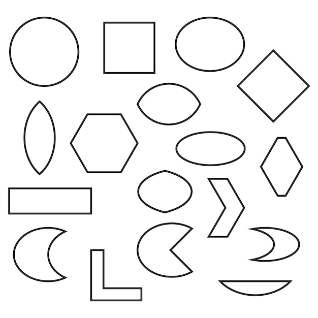 Set van geometrische vormen van verschillende afmetingen en vormen lineaire geometrische vormen