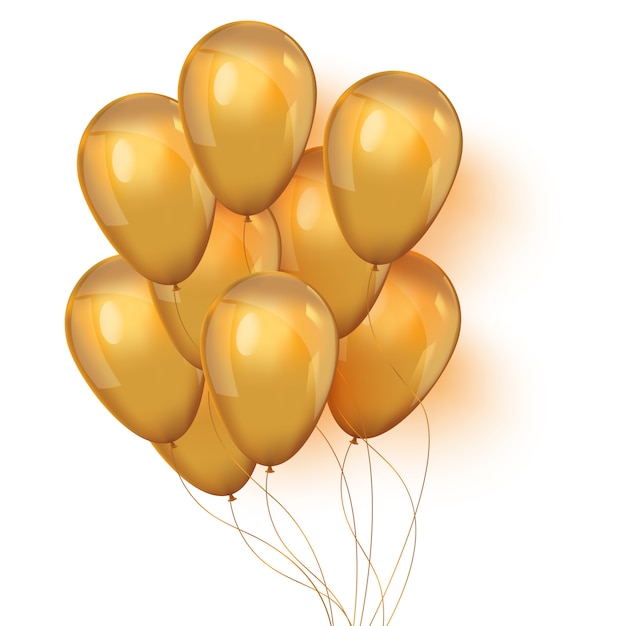 Set van glanzende gouden ballonnen voor uw ontwerp