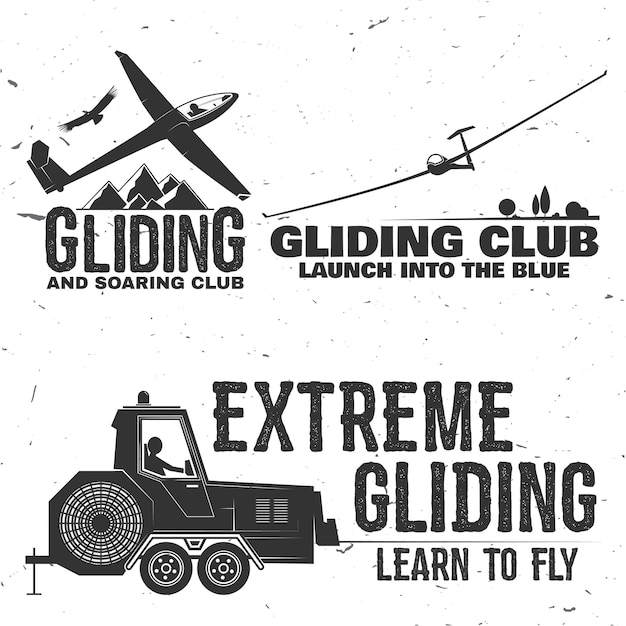 Set van gliding club retro badge