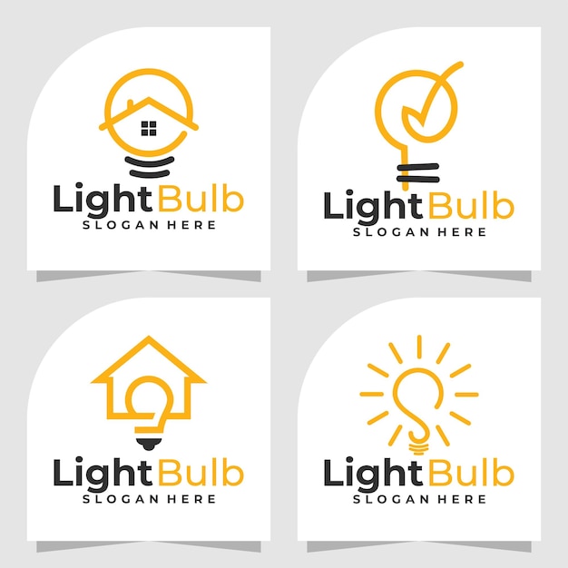 Set van gloeilamp logo vector ontwerpsjabloon