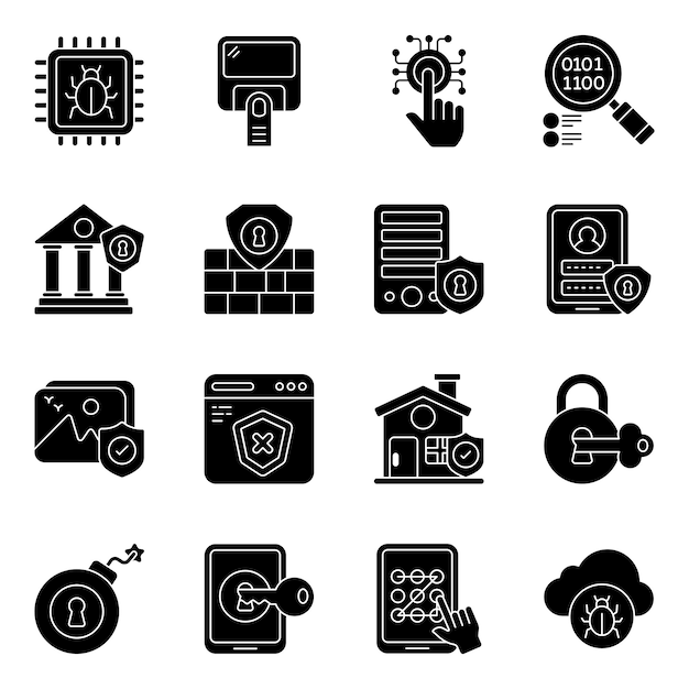 Set van Glyph-iconen voor bescherming