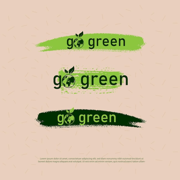 Set van go green logo-ontwerp red de wereld en eco city concept eco label vector design