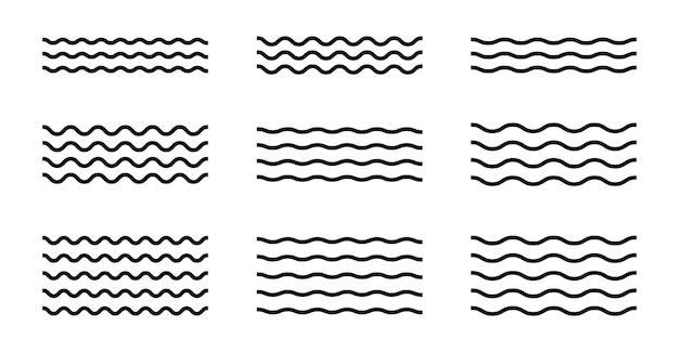 Set van golven doodle pictogram vectorillustratie