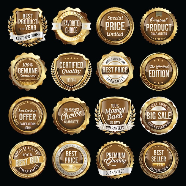 Vector set van goud bruin retail badges