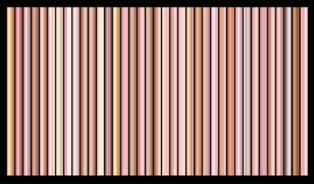 Set van goud roos folie textuur Verzameling van roze metalen texturen geïsoleerd op zwarte achtergrond Vector illustratie