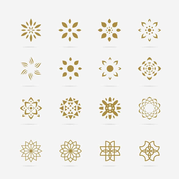 Set van gouden abstracte bloem vector symbolen