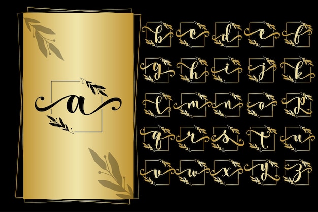 Set van gouden bloemen alfabet voor logo ontwerp