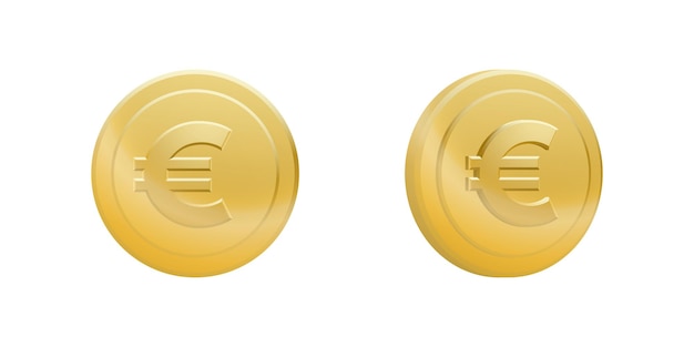 Vector set van gouden euromunten geïsoleerd op een witte achtergrond